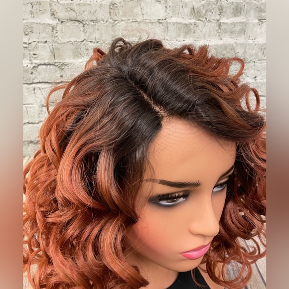 Allure rooted copper auburn human hair blend lace front wig nwt - Picture 3 of 6